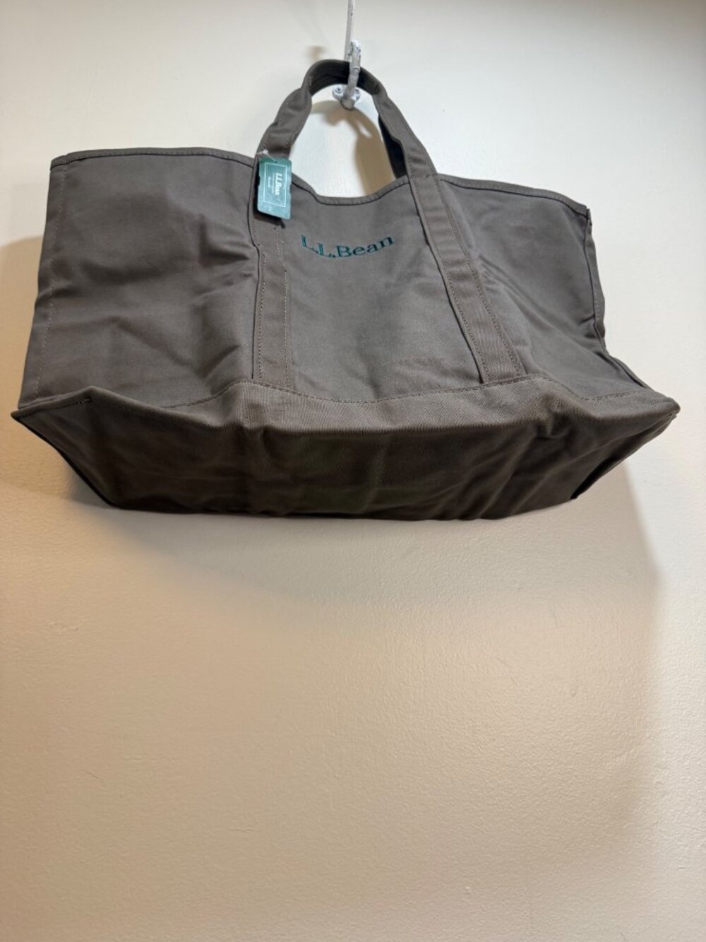 LL Bean Grocery Tote Bag Cotton Grey Japan Exclusive Platinum Grey Green - Picture 3 of 8